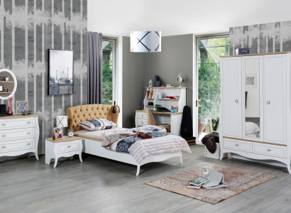 Complete youth room set bed wardrobe chest of drawers 5 pieces furniture luxury