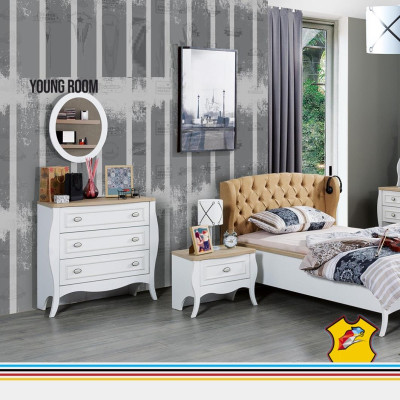 Complete youth room set bed wardrobe chest of drawers 5 pieces furniture luxury
