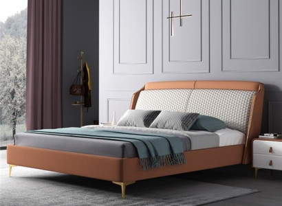 Bed Upholstery Design Luxury Double Hotel Marriage Sleep Room Leather 180x200cm