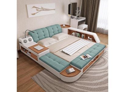 Upholstery 180x200 Multifunction Shelf USB Lounger Design Bed Big Beds Leather