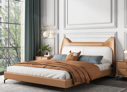 Modern Hotel Leather Fabric Double bed 160x200cm Designer Bed Double