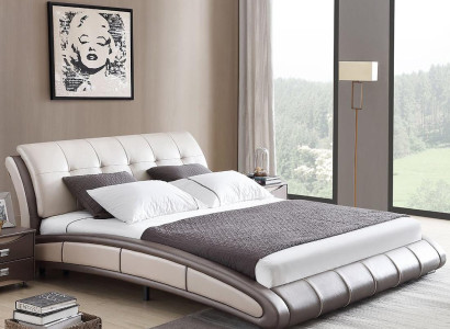 Design Leather Bed Upholstery Double Hotel Beds Sleep Room Marriage 180x200 cm