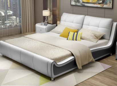 Bed Upholstery Design Decoration Luxury Double Hotel Beds Marriage Sleep Room Leather