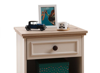 Design Modern Furniture Bedside table Children Side Youth Room Beige Wood
