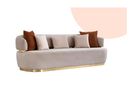 Big Velvet Sofa Couch Oval Couches Round Sofa Fabric Textile Three Seater