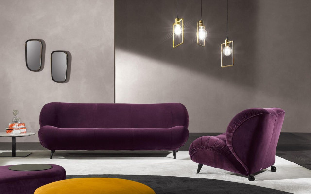 Group Set Sofa set 3+1 Seater 2pcs. Furniture Sofas Armchair Luxury Seat Purple new