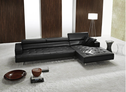 Modern Leather Corner sofa L-shape for Living room Black Color