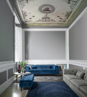 Sofa 3 Seater Blue Luxury Textile Living room Design Italian Furniture