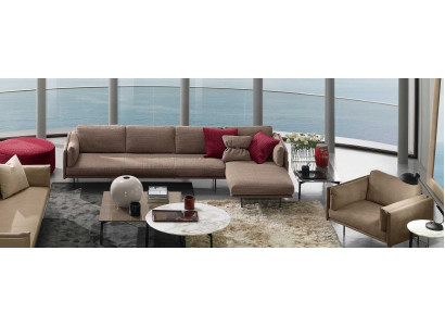 Brown Corner sofa L-shape Sofa Couch Design Upholstery Modern Textile Living room