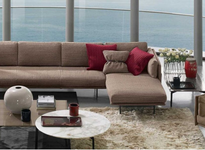Brown Corner sofa L-shape Sofa Couch Design Upholstery Modern Textile Living room