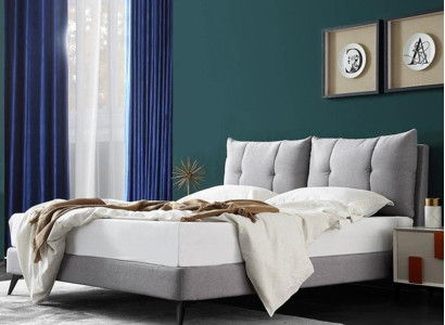 Double Hotel Bed Beds Beige 180x200 Sleep Room Leather Upholstery Design