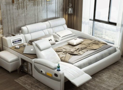 Design Bed XXL Big Beds Leather Hotel Upholstery 180x200cm Multifunction