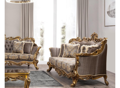Sofa set 3+1+1 Seater Luxury Suite Set Sofa Sofas Armchair Fabric Baroque Gray