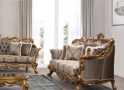 Sofa set 3+1+1 Seater Luxury Suite Set Sofa Sofas Armchair Fabric Baroque Gray
