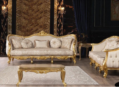 Sofa set 3+3 Seater Sofa Sofas Armchair Seat Suite Fabric Living room Baroque