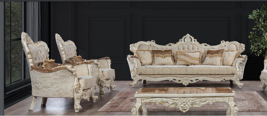 Sofa Sofas Armchair Seat Sofa set 3+1+1 Seater Suite Set Fabric Baroque Style