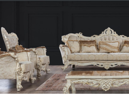Sofa Sofas Armchair Seat Sofa set 3+1+1 Seater Suite Set Fabric Baroque Style