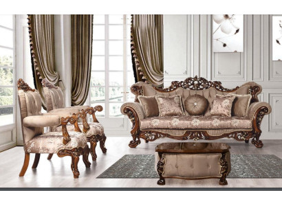 Sofa set 3+1+1 Seater Suite Armchair Sofas Seat Fabric Luxury Baroque Furniture