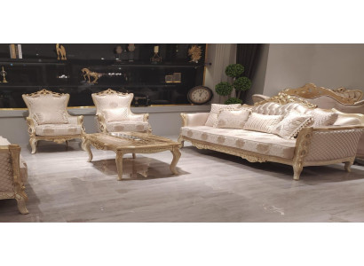 Sofa set 3+1+1 Seater Coffee table Sofa Armchair Sofas Suite Set Gold Style