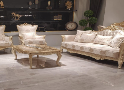 Sofa set 3+1+1 Seater Coffee table Sofa Armchair Sofas Suite Set Gold Style