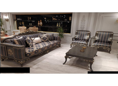 Suite Sofa set 3+1+1 Seater Coffee table Armchair Sofas Set Fabric Baroque Seat