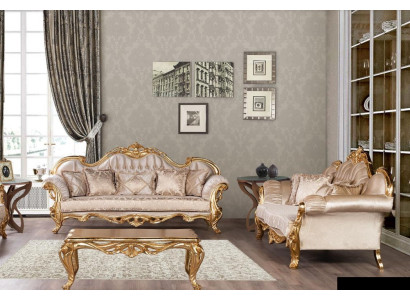 Set Triple Sofa Sofa set 3+3 Seater Suite Sofa Sofas Fabric Style Baroque