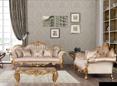 Set Triple Sofa Sofa set 3+3 Seater Suite Sofa Sofas Fabric Style Baroque