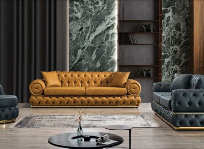 Luxury Chesterfield Sofa set 3+3+1 Seater Suite Sofa Armchair Sofas Leather