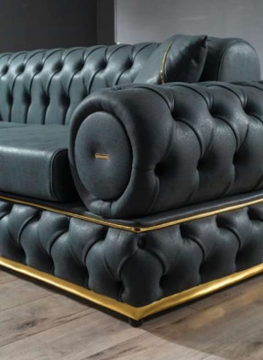 Luxury Chesterfield Sofa set 3+3+1 Seater Suite Sofa Armchair Sofas Leather