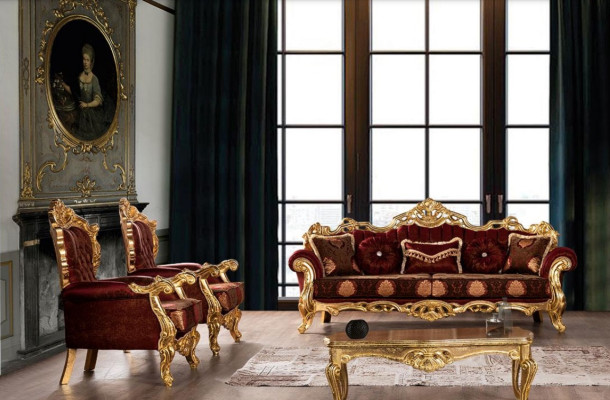 Suite Sofas Armchair Sofa set 3+1+1 Seater Luxury Fabric Living room Baroque