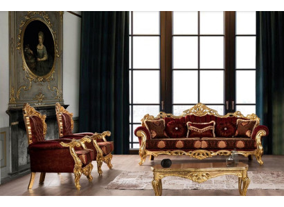 Suite Sofas Armchair Sofa set 3+1+1 Seater Luxury Fabric Living room Baroque