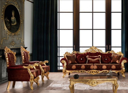 Suite Sofas Armchair Sofa set 3+1+1 Seater Luxury Fabric Living room Baroque
