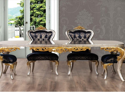 Dining room Dining table 4x Chair Group Suite Wood Table Tables Chairs Chair Set