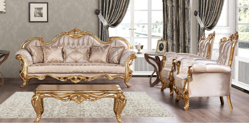 Sofa set 3+1+1 Seater Sofa Armchair Sofas Seat Suite Group Fabric Baroque