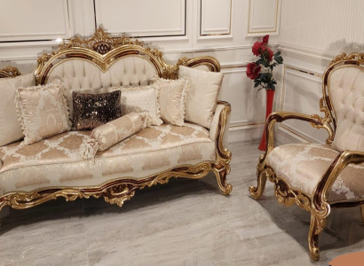 Sofa set 3+1 Seater Sofa Couch Armchair Luxury Suite Fabric Group Baroque