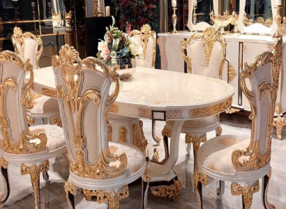 Group Set 6 Chair Dining room chair Chairs Wood Luxury Dining set Suite Furniture