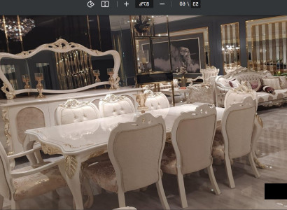 Set 8x Chairs Dining room chair Chair Set Wood Luxury Dining room Style Baroque Group
