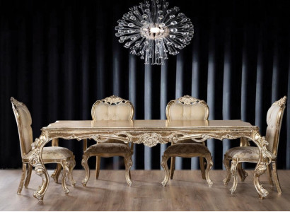 Dining room Dining table Chair Wood Tables Table Baroque Chairs Tables Suite 5pcs.