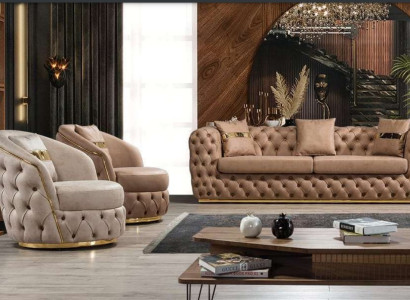 Luxury Chesterfield Sofa set 3+1+1 Seater Suite Sofa Armchair Sofas Leather