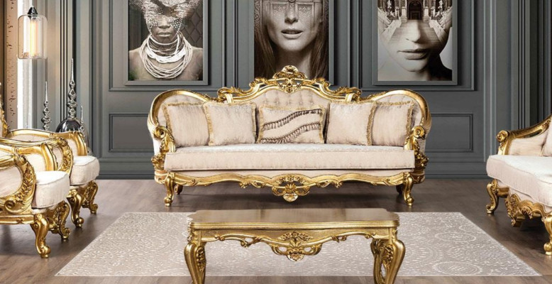 Sofa 3 Seater Fabric Three Seater Sofas Luxury Living room Baroque Style Couch Baroque new