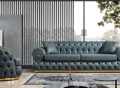 Sofa set 3+1 Seater Suite Sofa Sofas Leather Armchair Luxury Chesterfield
