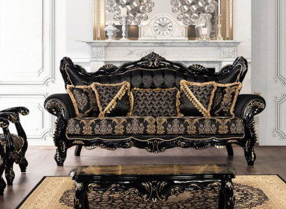Couch Seat Three Seater Sofa 3 Seater Sofas Armchair Fabric Baroque Rococo Furniture 232cm