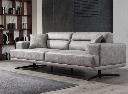 Sofa 3 Seater Sofas Leather Three Seater Seat Upholstery Design Living room Modern Gray