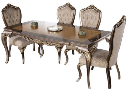 Classic r Dining table made of Solid wood with elaborate decorations