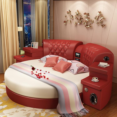 Round Bed Round Beds Multifunction Hotel Upholstery Led Shelf Kingsize