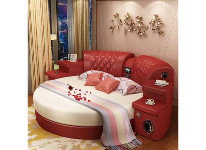 Round Bed Round Beds Multifunction Hotel Upholstery Led Shelf Kingsize
