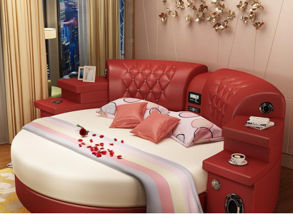 Round Bed Round Beds Multifunction Hotel Upholstery Led Shelf Kingsize