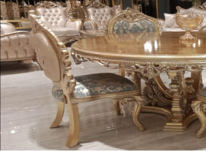 Dining room chair Chair Chairs Wood Luxury Dining room Dining Fabric Style Baroque Lehn