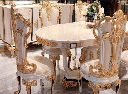 Dining room chair Chair Chairs Wood Luxury Dining room Dining Fabric Style Baroque Rococo