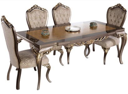Dining room chair Chair Chairs Wood Luxury Dining room Ess Fabric Style Baroque 1x Armchair